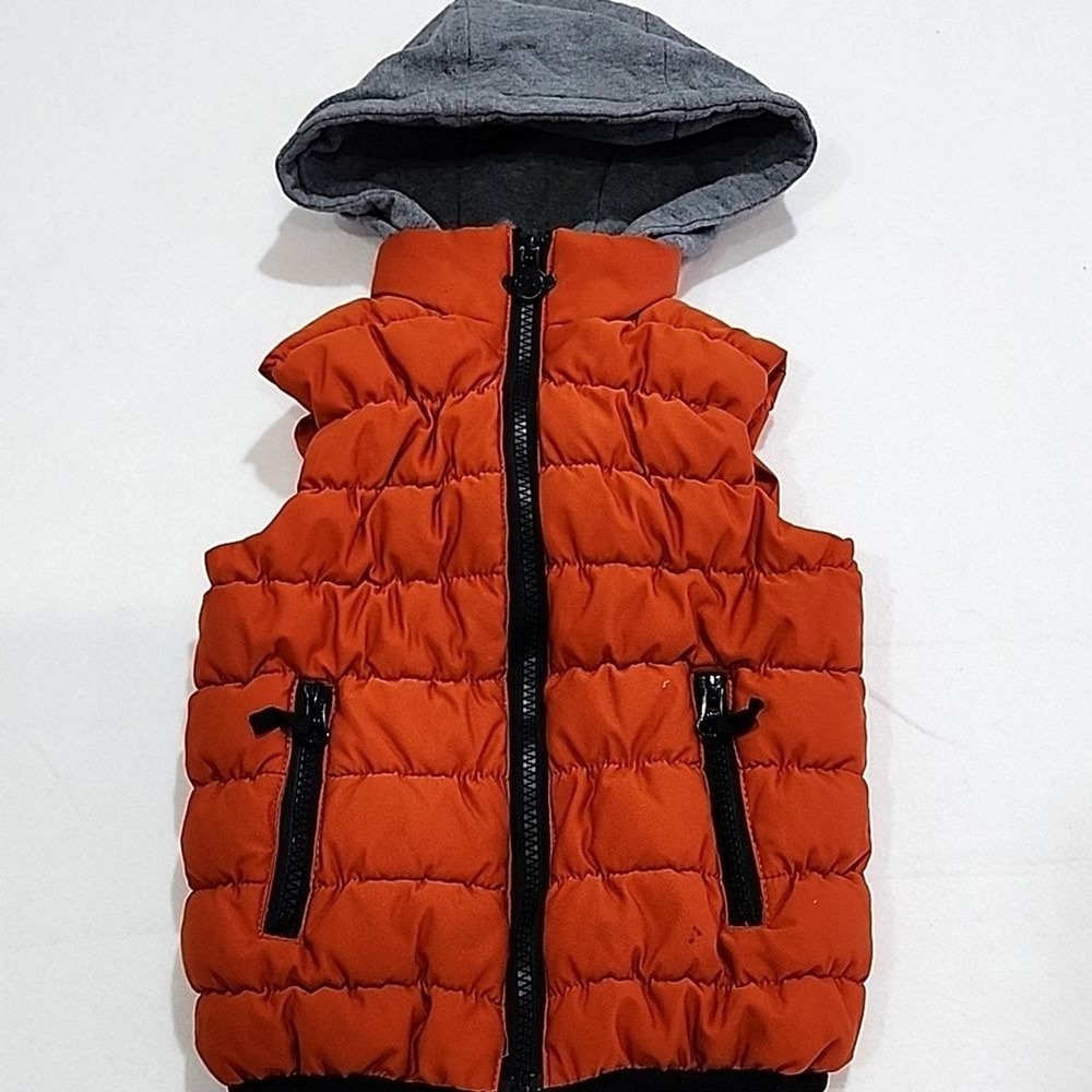 Appaman Puffer Vest Kids 3T Orange Hooded Quilted Streetwear Warm Urban Winter